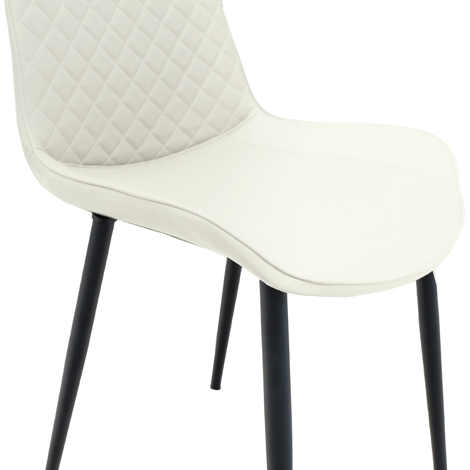 White PU Leather Dining Chair with Metal Legs, Chequer Upholstered Armless Chair Set of 2 for Kitchen, Restaurant, Living, Meeting Room White PU Leather Dining Chair with Metal Legs, Chequer Upholstered Armless Chair Set of 2 for Kitchen, Restaurant, Living, Meeting Room